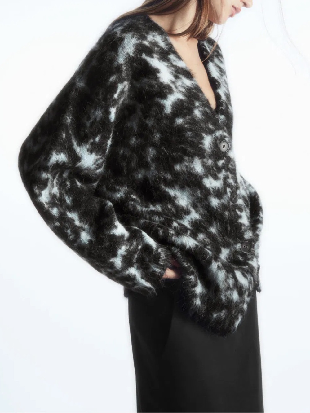 COS TORTOISESHELL-JACQUARD ALPACA-BLEND
CARDIGAN / Size M